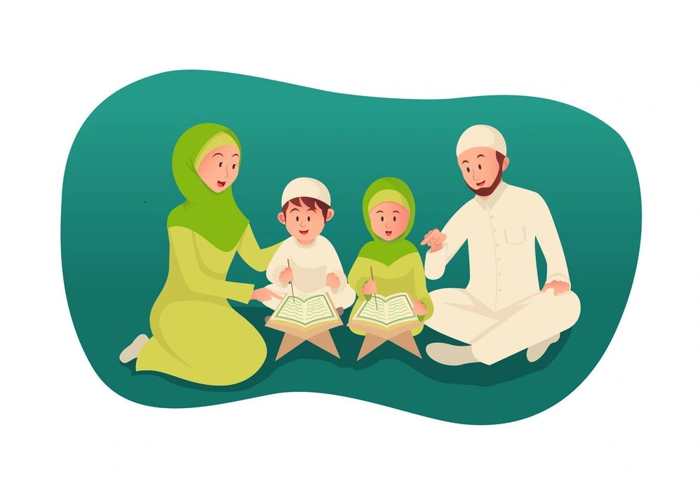 muslim-parent-teaching-holy-quran-for-his-children